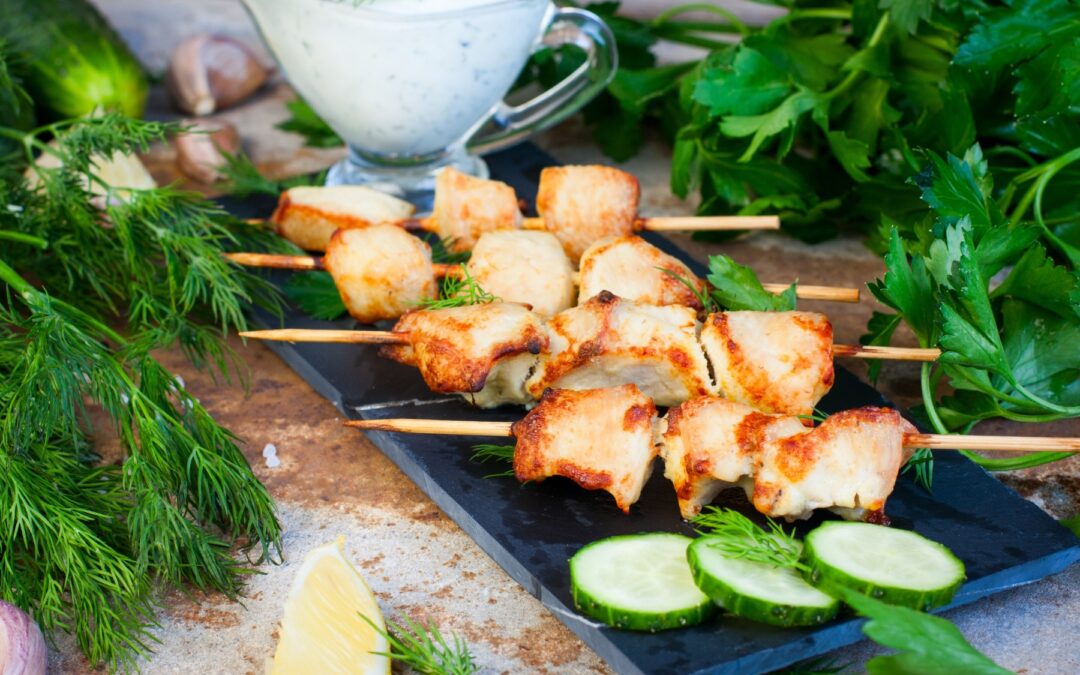 Mini brochette de poulet mariné